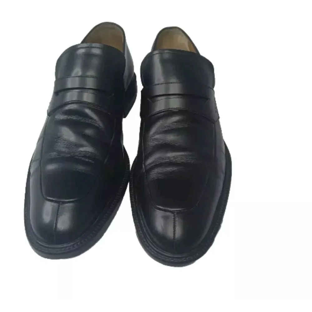 Gucci Men's Shoes Size 8.5 D Penny Loafers Black Leather Vintage